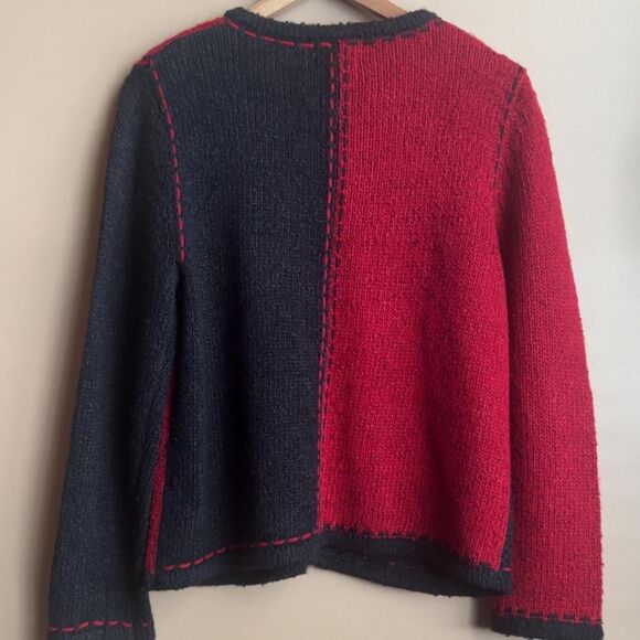 Vintage Christopher & Banks Hand Embroidered Mitten Christmas Knit Cardigan. L. - Picture 6 of 7